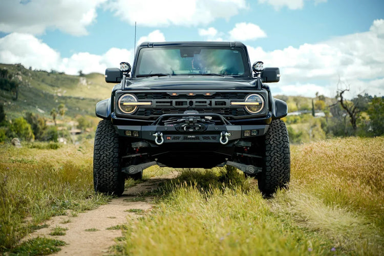 Picture of a Ford Bronco Raptor with a DV8 front winch bumper