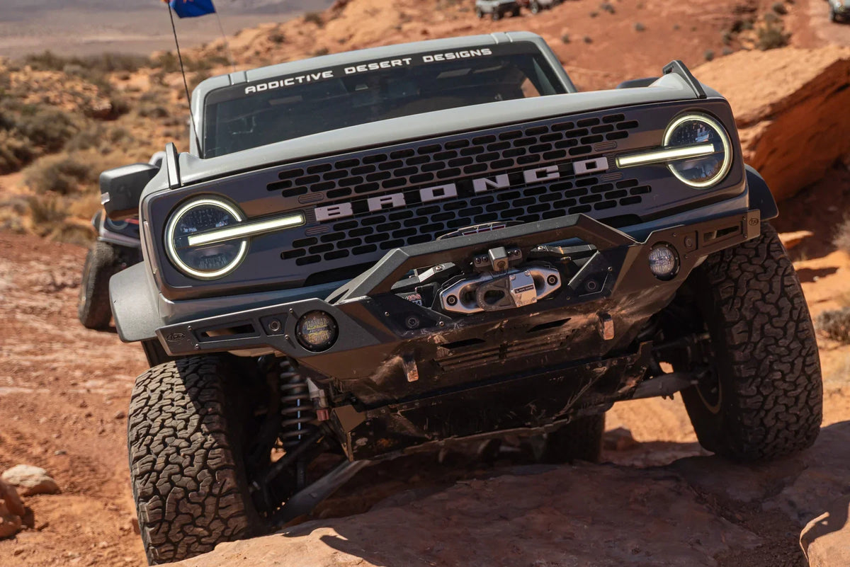 a Ford Bronco crawling terrain