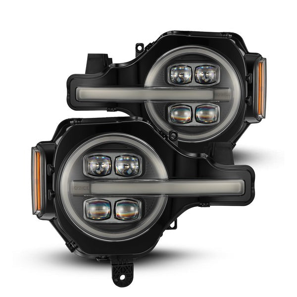 2021-2026 Ford Bronco AlphaRex NOVA LED Projector Headlights Black View 1