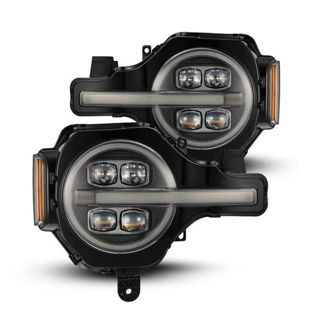 2021-2026 Ford Bronco AlphaRex NOVA LED Projector Headlights Black View 1