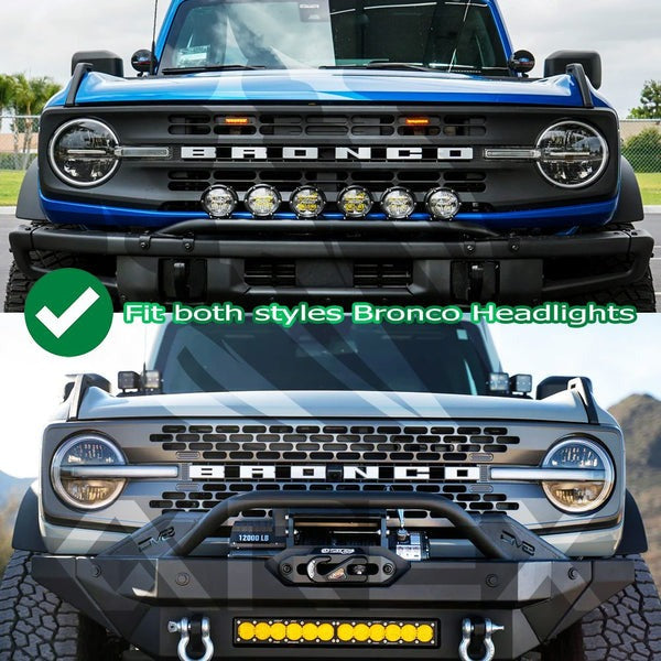 2021-2026 Ford Bronco AlphaRex NOVA LED Projector Headlights Black View 7