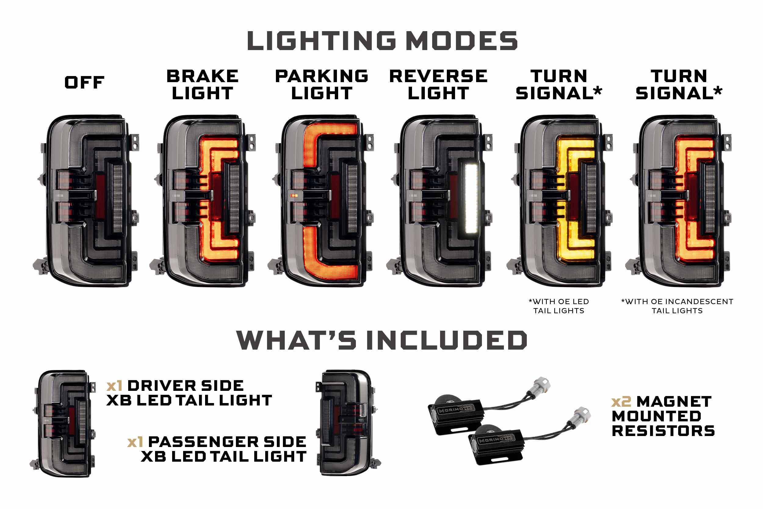 Morimoto XB LED Tail Lights Smoked Lens installed 2021-2026 Ford Bronco
