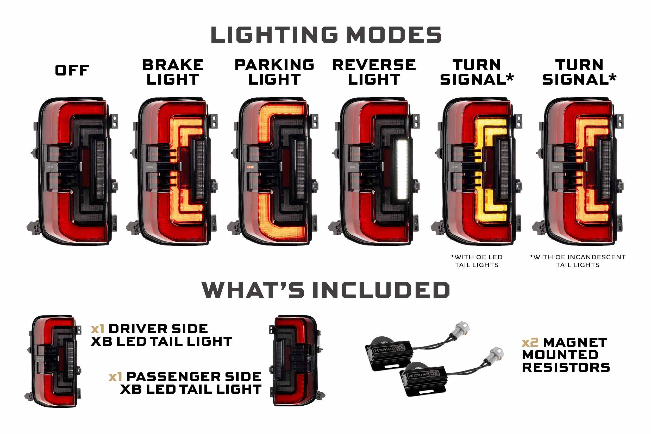Morimoto XB LED Tail Lights Red Lens installed 2021-2026 Ford Bronco