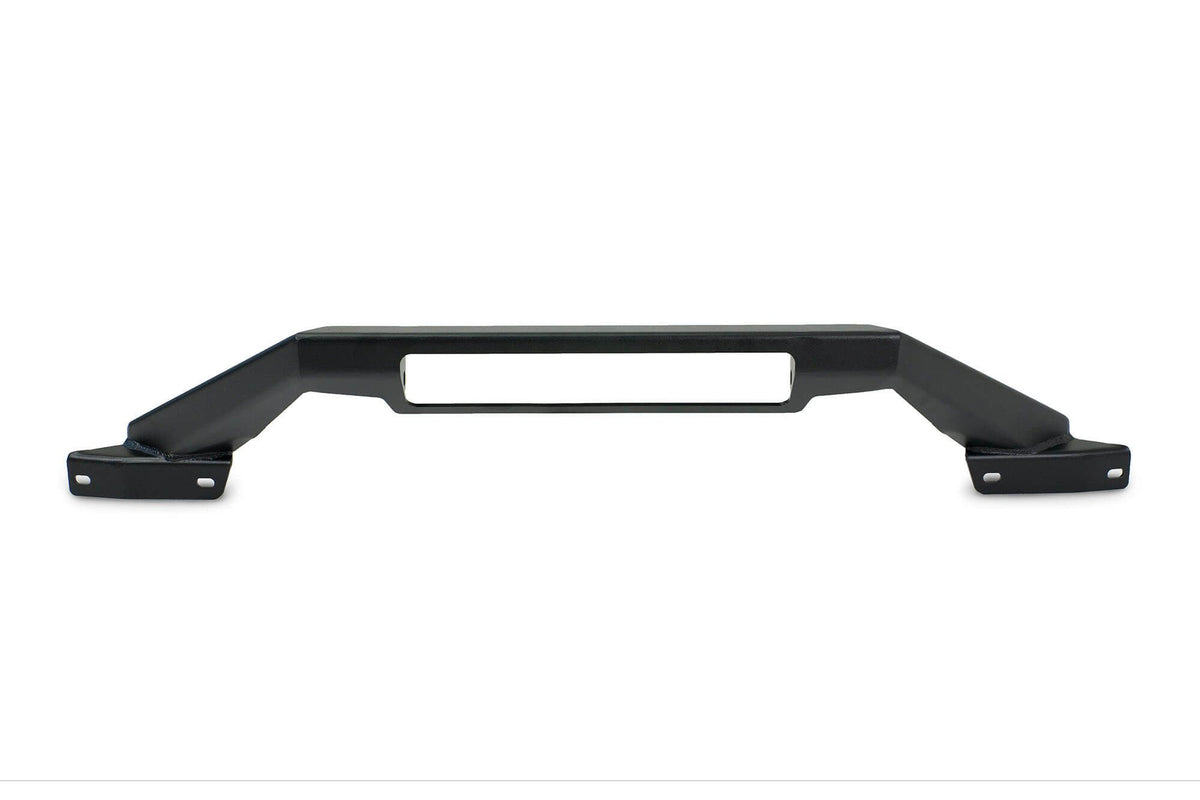 On-white front product shot of a DV8 Offroad steel bull bar with light bar opening for the 2021-2026 Ford Bronco