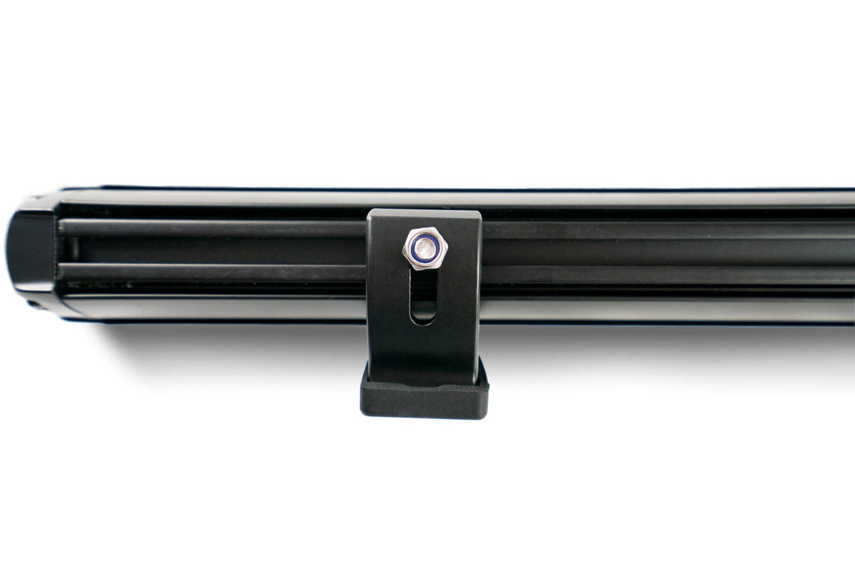 DV8 Offroad small elite series LED light bar mount top view showing full mount assembly with bracket base