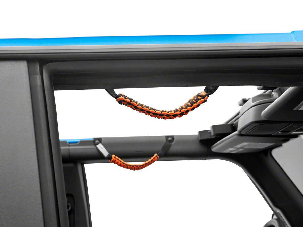 RedRock Paracord Grab Handles with Flag Logo - Front - Orange for Ford Bronco - view 2