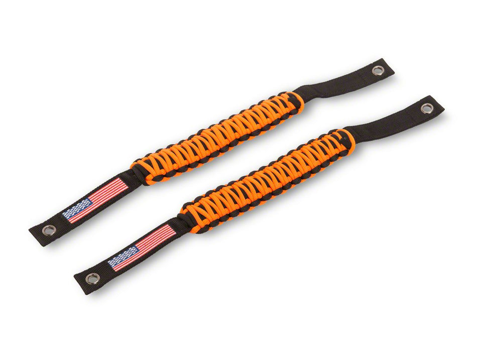 RedRock Paracord Grab Handles with Flag Logo - Front - Orange for Ford Bronco - view 5