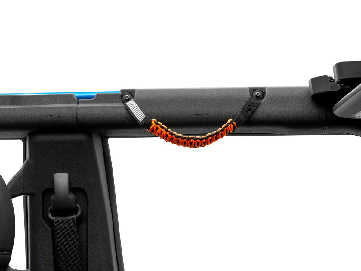 RedRock Paracord Grab Handles with Flag Logo - Front - Orange for Ford Bronco - view 4