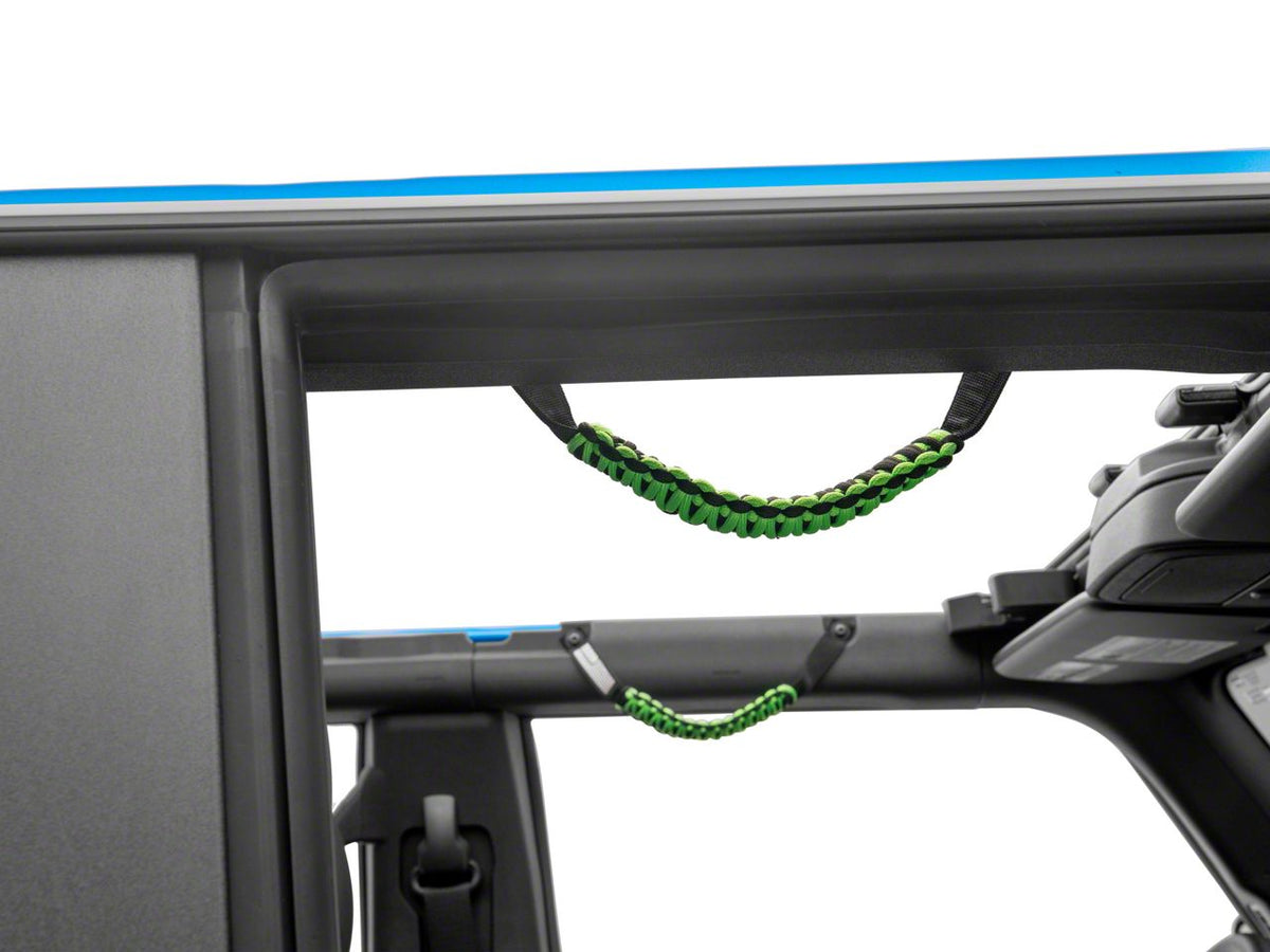 RedRock Paracord Grab Handles with Flag Logo - Front - Green for Ford Bronco - view 2