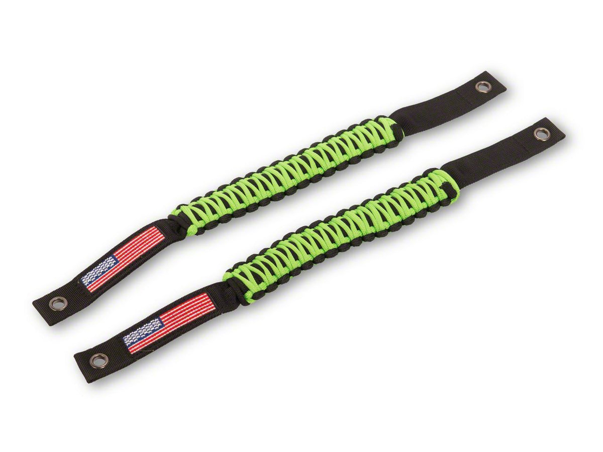 RedRock Paracord Grab Handles with Flag Logo - Front - Green for Ford Bronco - view 5