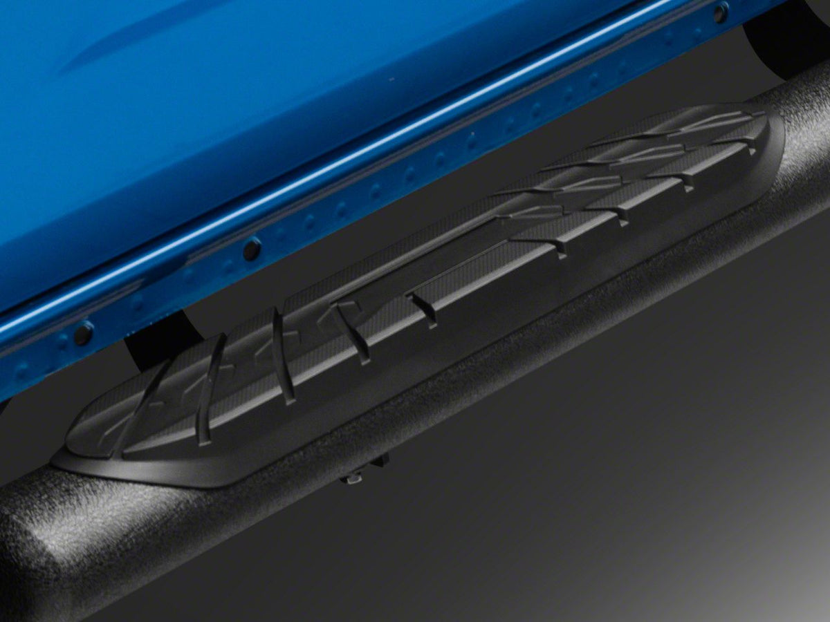 2021-2026 Ford Bronco 4-Door Oval Straight Side Step Bars - Heavy Textured Black | Barricade