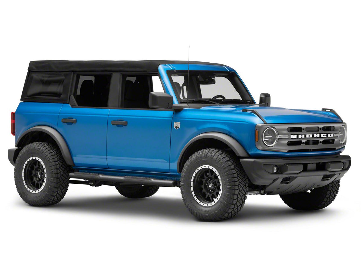 2021-2026 Ford Bronco 4-Door Oval Straight Side Step Bars - Heavy Textured Black | Barricade