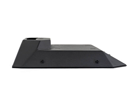 Steel spare tire delete for the Ford Bronco on white background with it laying flat 
