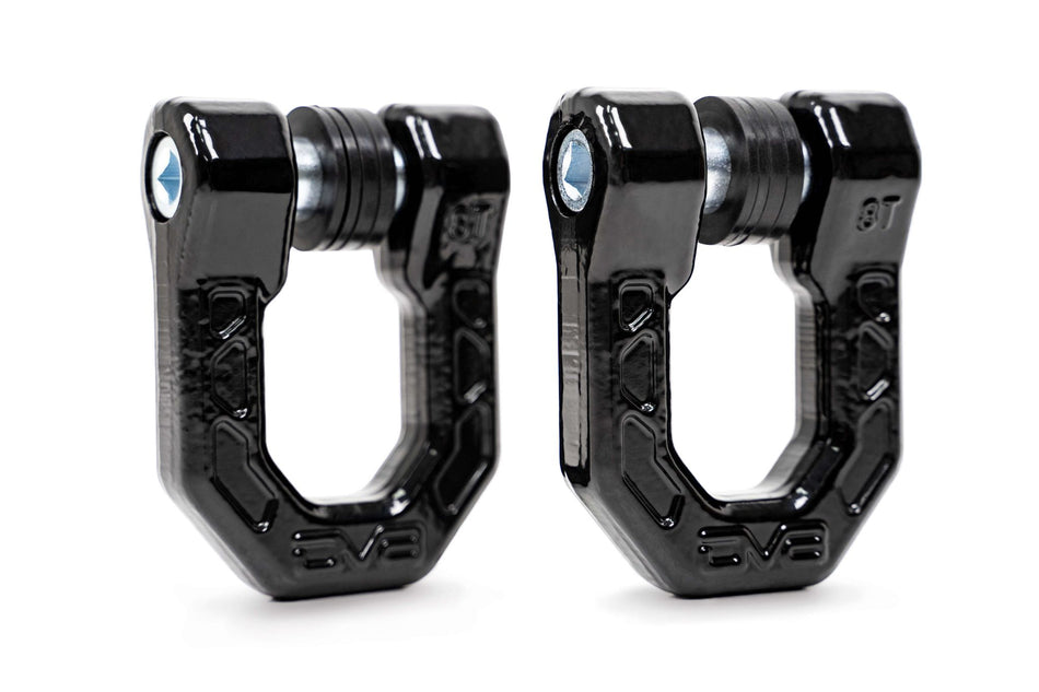 DV8 Offroad Elite Series D-Ring Shackles, Pair | Black