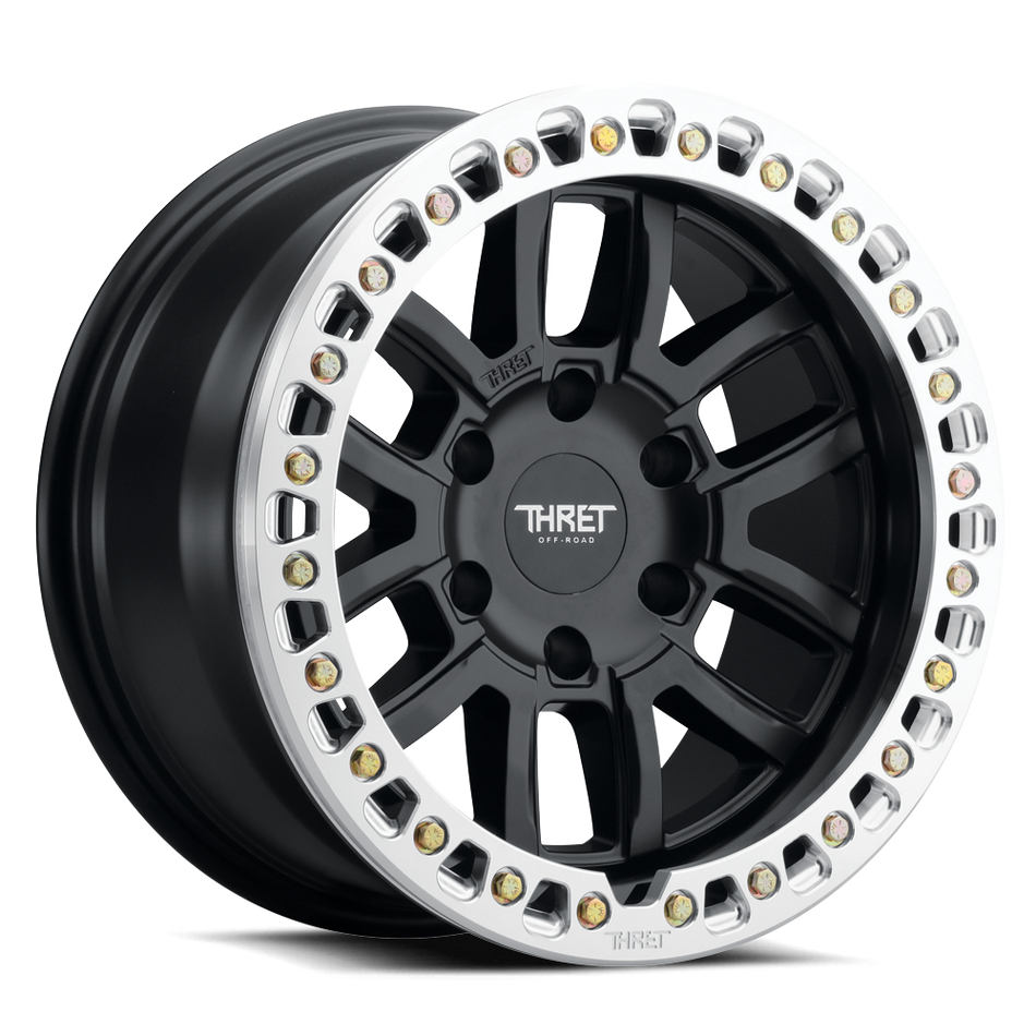 THRET Offroad 602 Maze cast beadlock wheel matte black machined ring 17x9 5x114.3 product shot