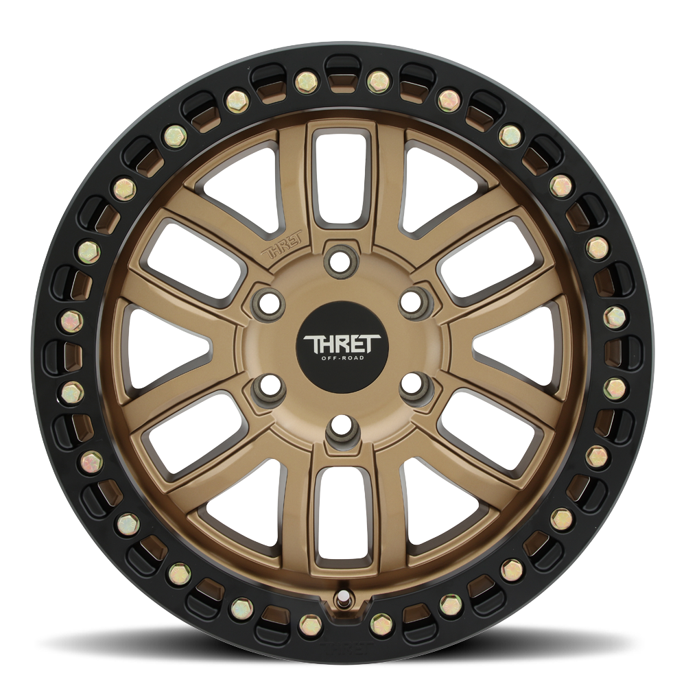 2021-2026 Ford Bronco 17x9 Beadlock Wheel - THRET Offroad Maze 602 Bronze Face View