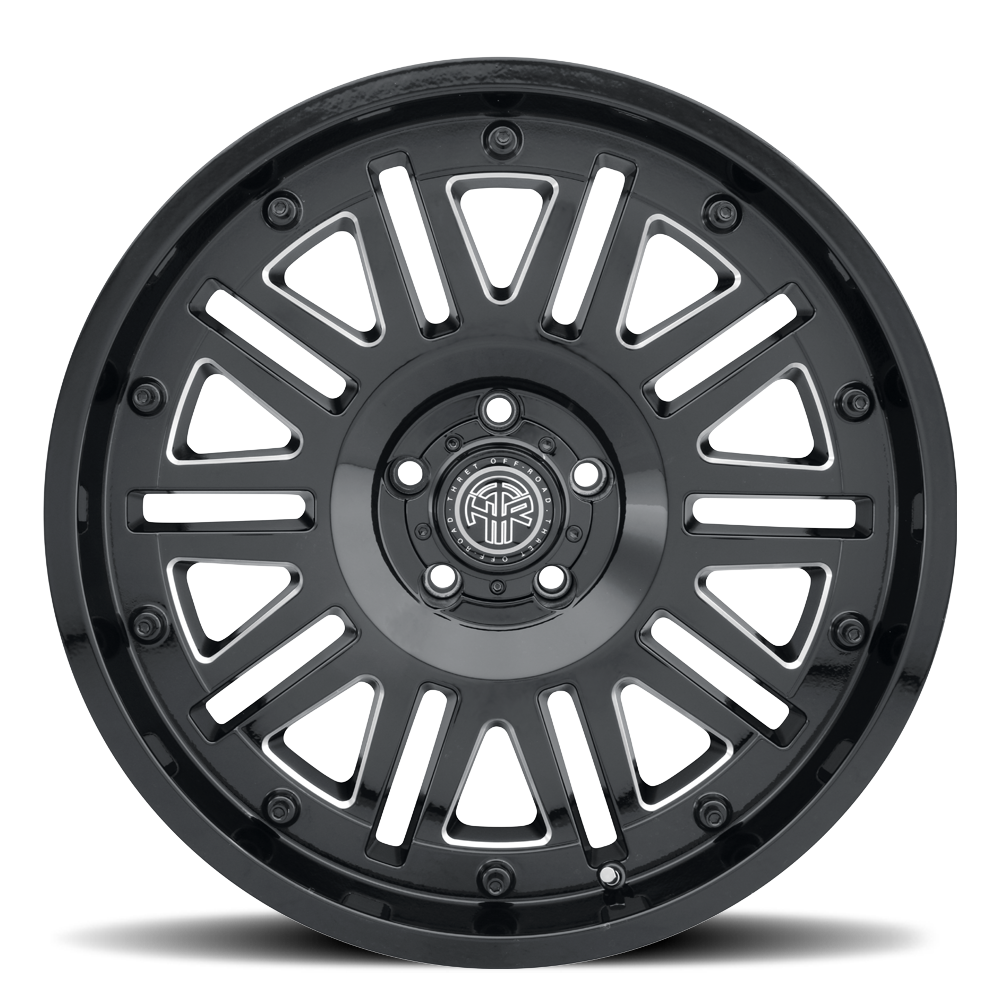 THRET Offroad 701 Storm cast wheel gloss black machined finish side profile shot
