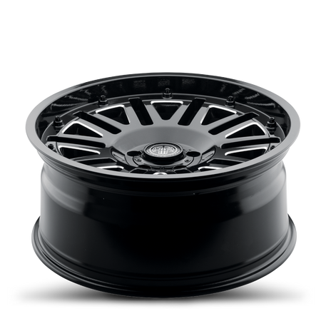 THRET Offroad 701 Storm cast wheel gloss black machined finish angled shot