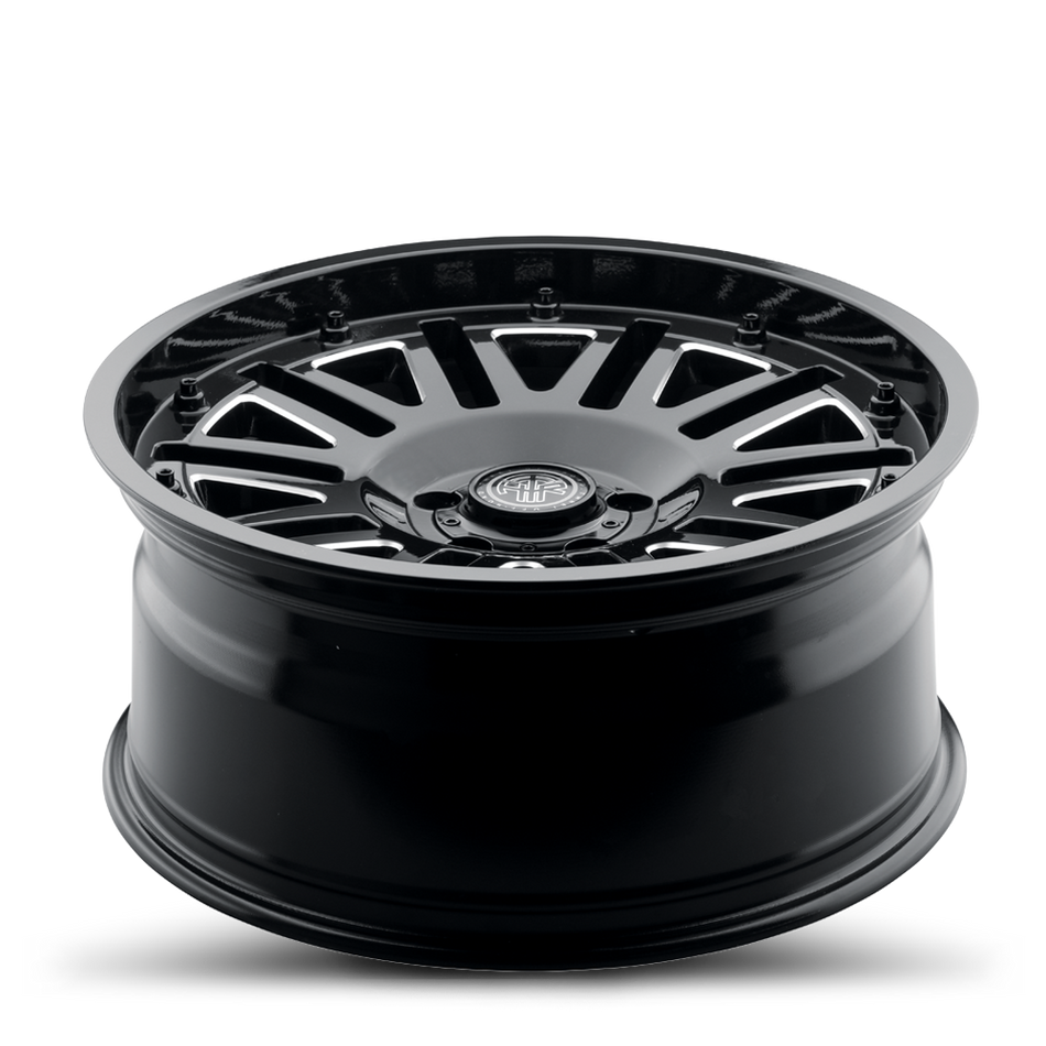 THRET Offroad 701 Storm cast wheel gloss black machined finish angled shot