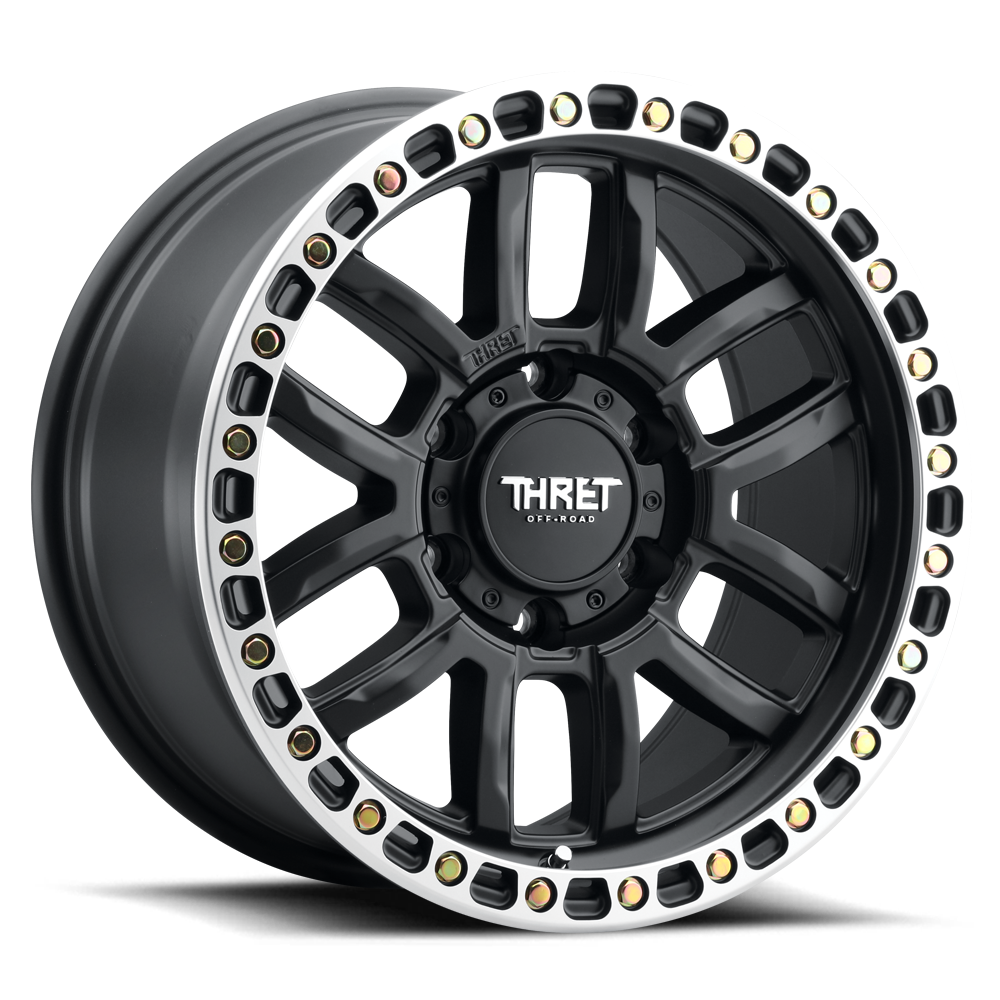2021-2026 Ford Bronco Simulated Beadlock Wheel - THRET Offroad 707 Matte Black/Machined Ring