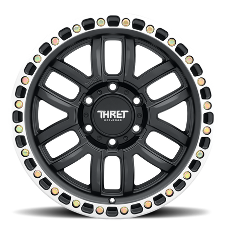 2021-2026 Ford Bronco Simulated Beadlock Wheel - THRET Offroad 707 Matte Black/Machined Ring Side View