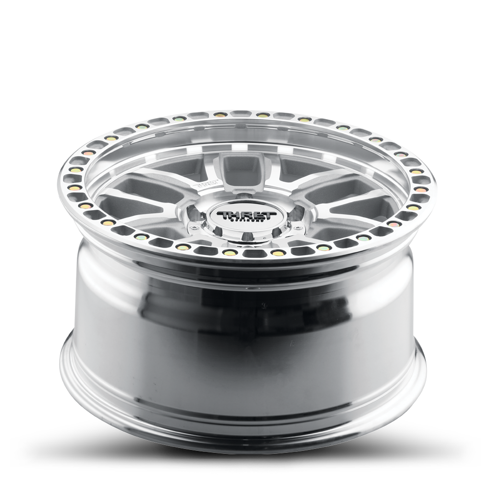 2021-2026 Ford Bronco Simulated Beadlock Wheel - THRET Offroad 707 Machined/Machined Ring Angle View