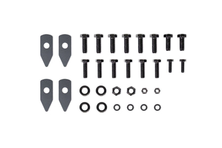 DV8 Offroad frame horn reinforcement bracket kit mounting hardware, screws and washers product shot on white background
