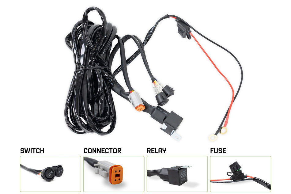 2021-2026 Ford Bronco 40 Amp Halo Light Harness Dual Switch | DV8 Offroad