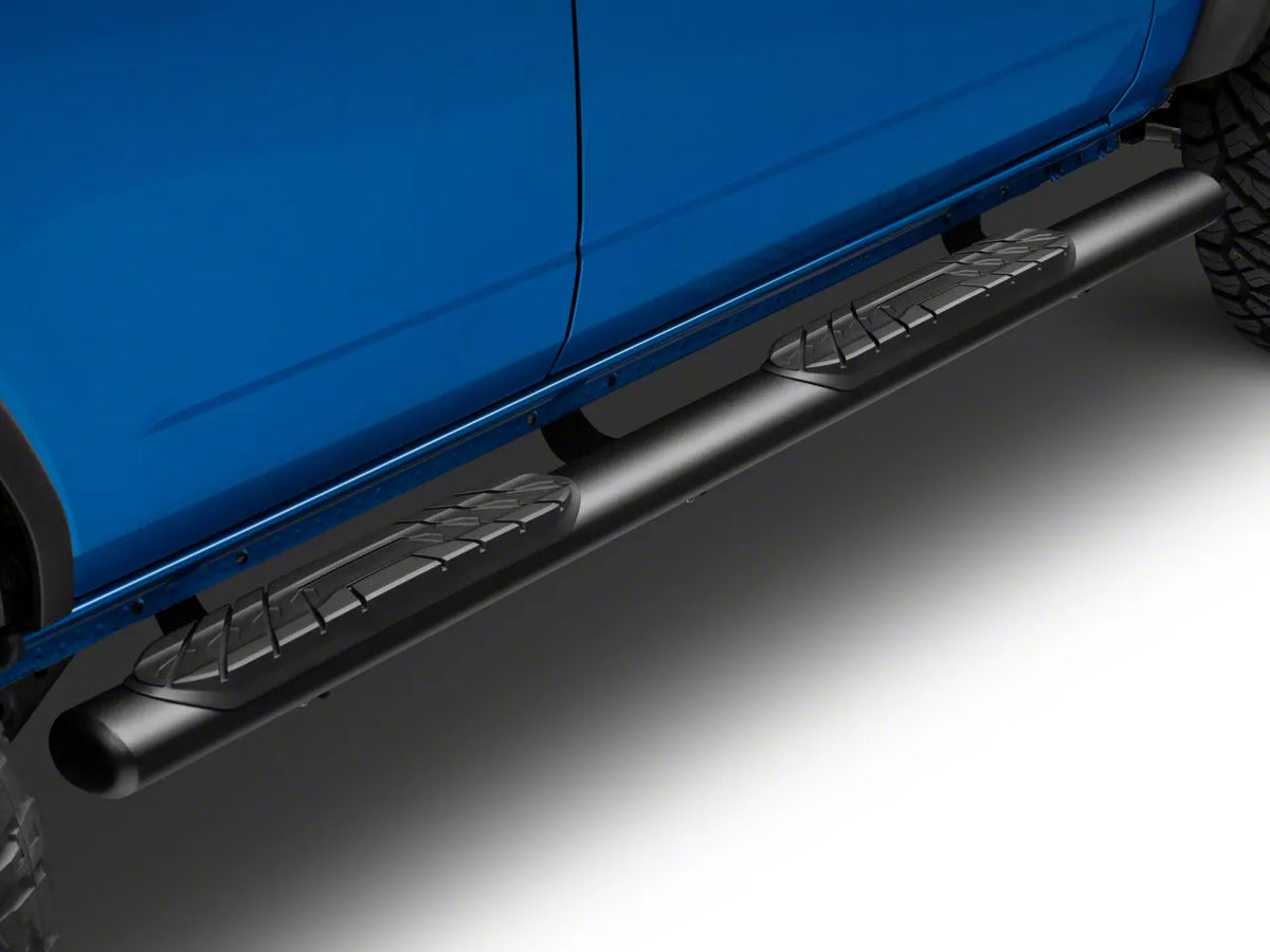 2021-2026 Ford Bronco 4-Door Oval Straight Side Step Bars - Light Textured Black | Barricade