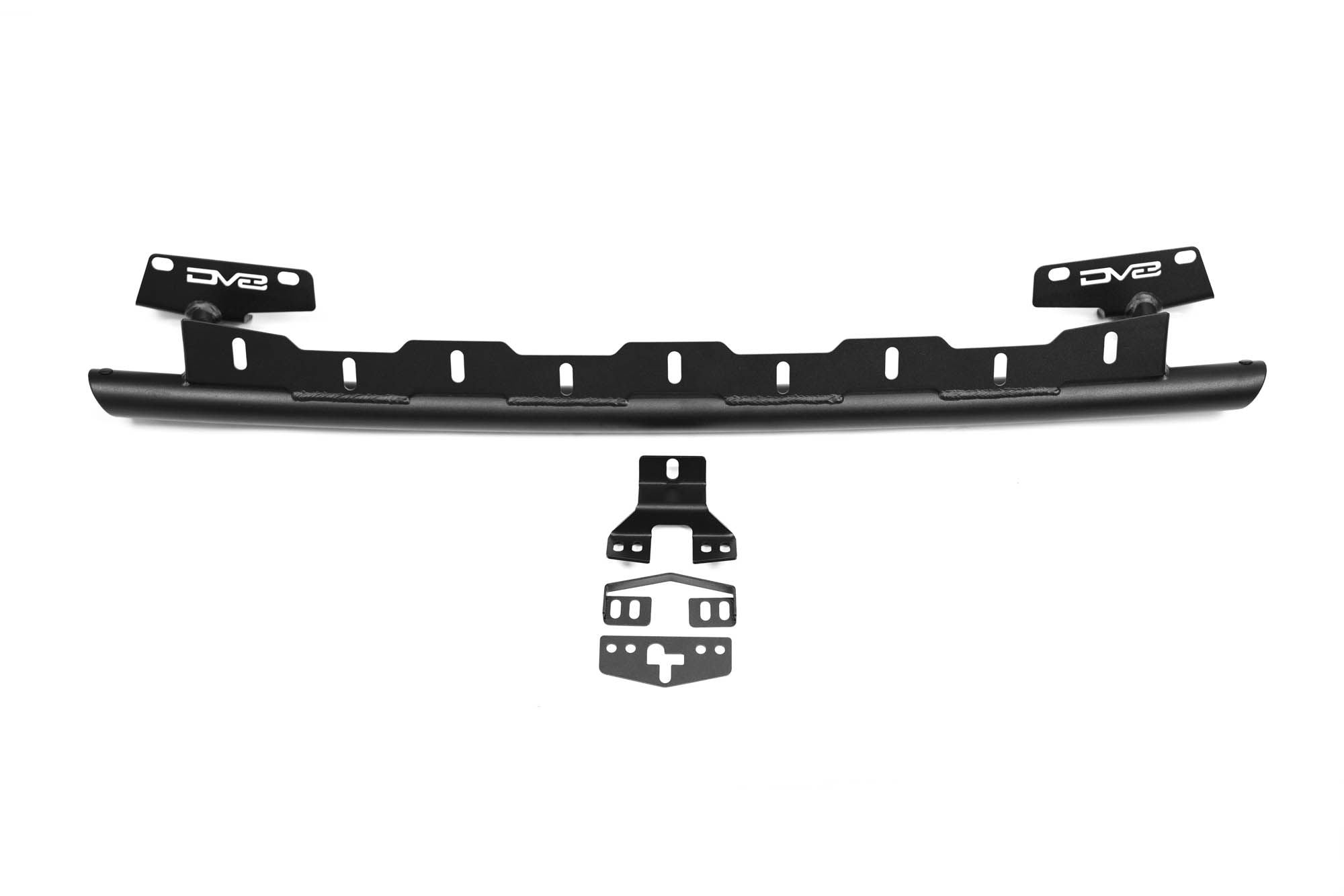 DV8 Offroad LBBR-10 Tube Push Bar product shot showing camera relocation bracket included – 2021-2026 Ford Bronco