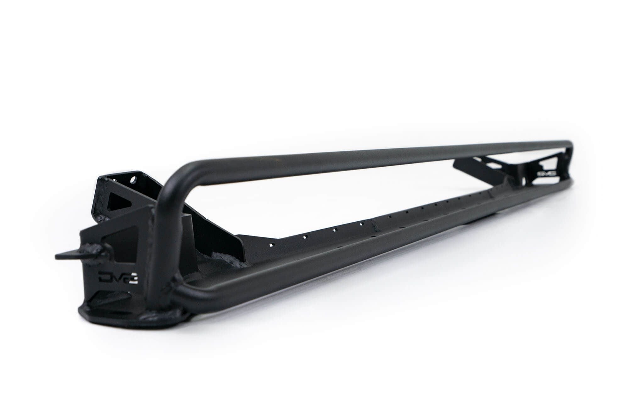 DV8 Offroad 52-inch straight light bar mount 3/4 view showing bracket arm and windshield attachment structure
