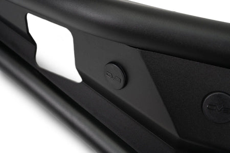 DV8 Offroad Competition Series front bumper, side profile product shot showing license plate cutout on white background