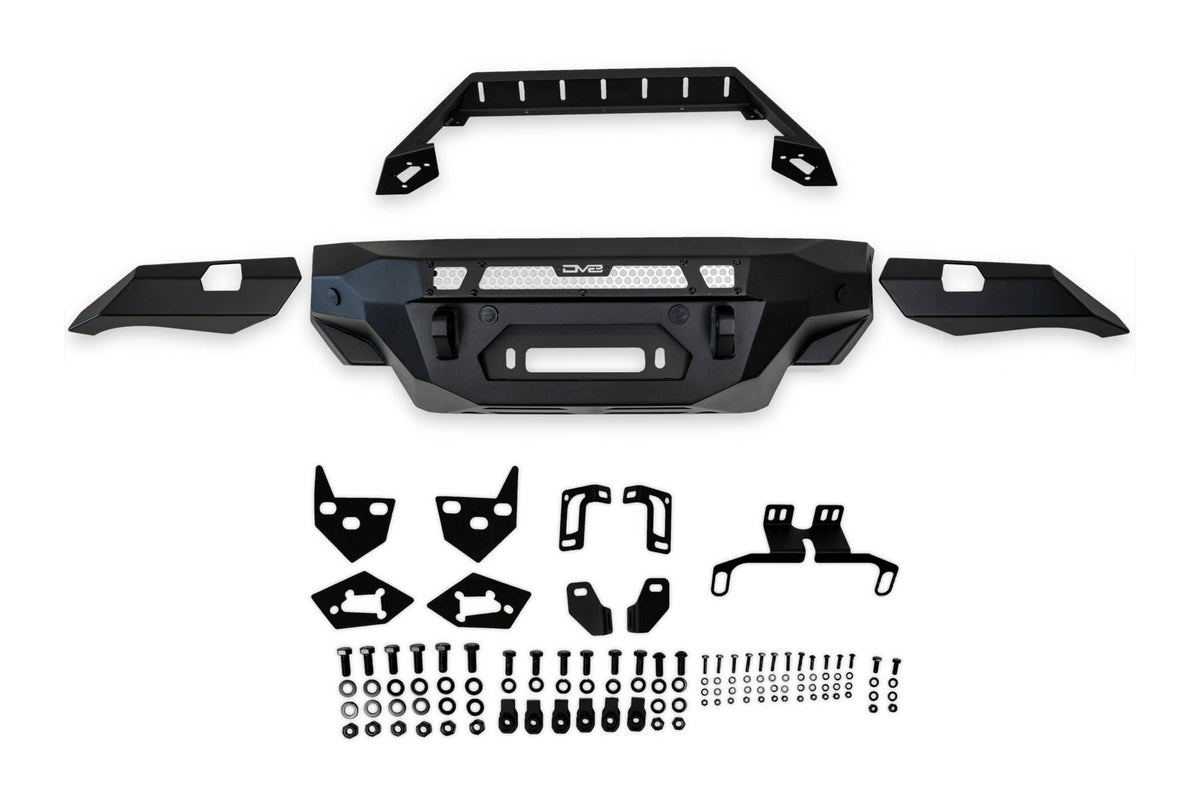DV8 Offroad FBBR-07 MTO V2 front bumper exploded parts diagram showing all included components