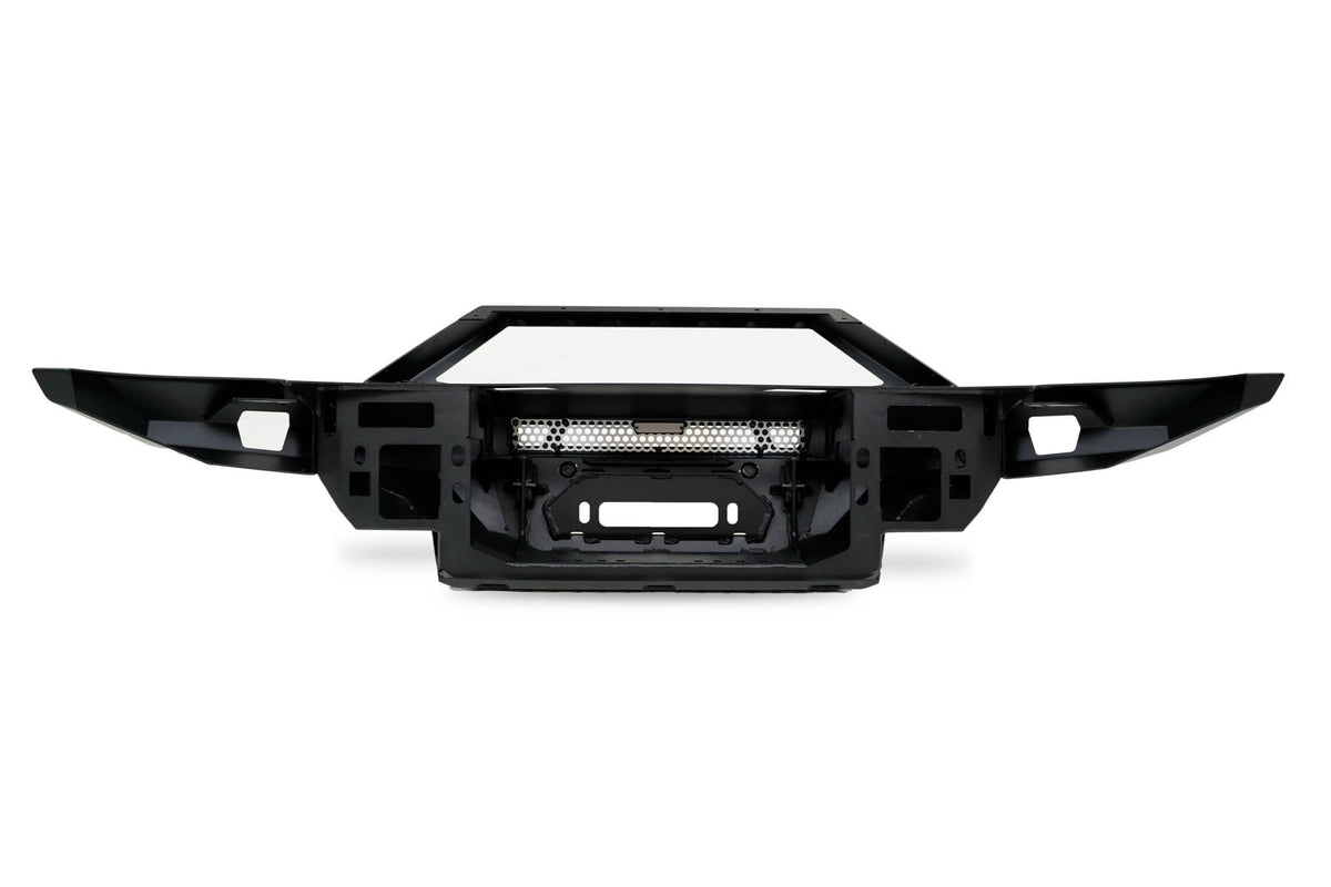 DV8 Offroad FBBR-07 MTO V2 front bumper product shot front view on white background – 2021-2026 Ford Bronco