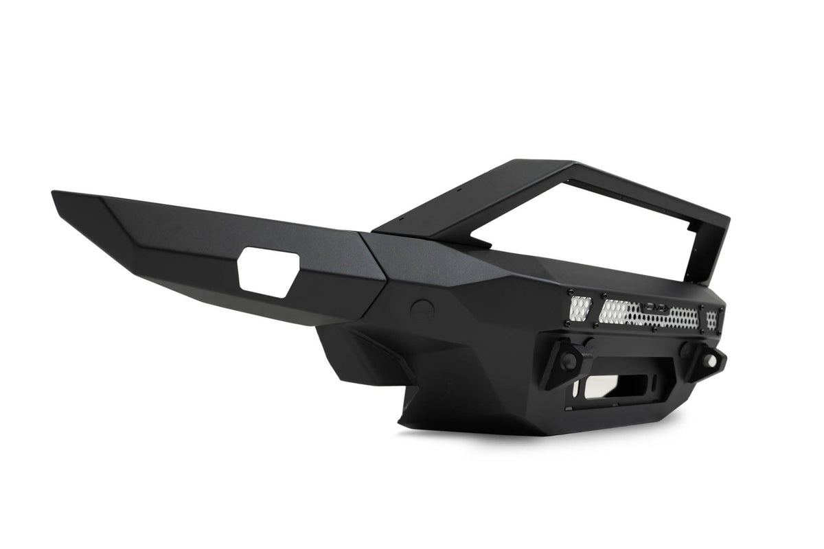 DV8 Offroad FBBR-07 MTO V2 front bumper rear-angle product shot showing mounting brackets – 2021-2026 Ford Bronco
