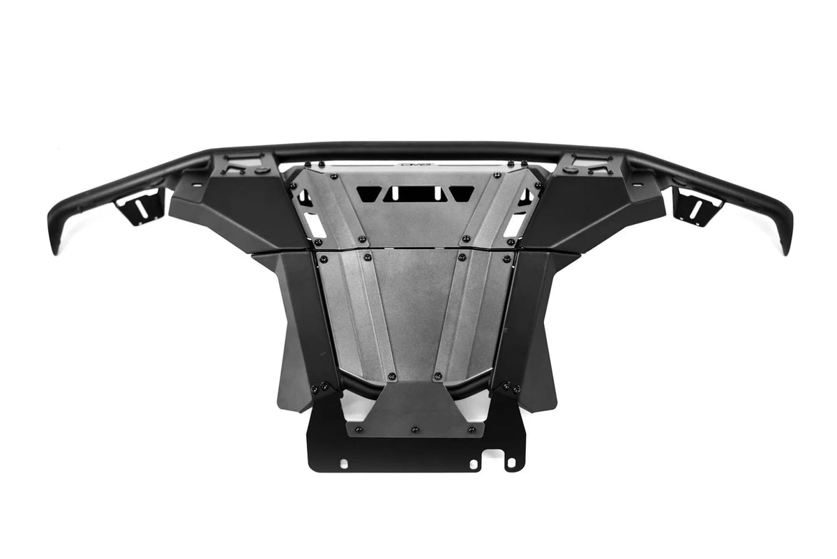 DV8 Offroad FBBR-08 Tube Series front bumper skid plate detail shot – 2021-2026 Ford Bronco