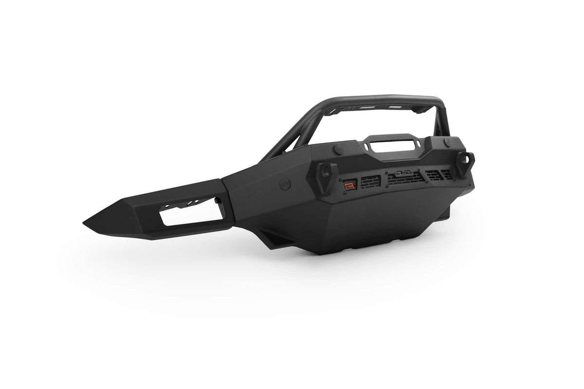DV8 Offroad Spec Series winch front bumper for Ford Bronco Raptor, side profile product shot on white background