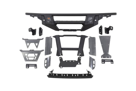 DV8 Offroad Tube Series front bumper exploded parts layout showing all included components – 2022–2026 Ford Bronco Raptor