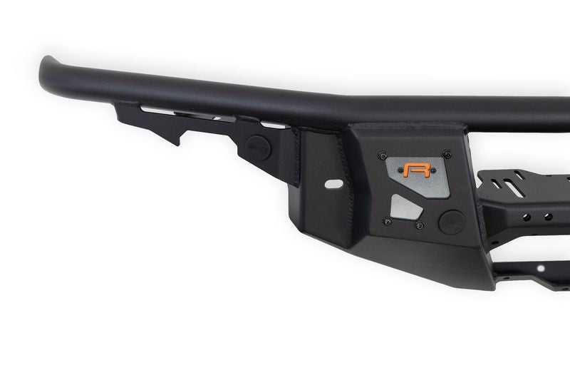 DV8 Offroad Tube Series front bumper rear-angle product shot showing mounting brackets – 2022–2026 Ford Bronco Raptor