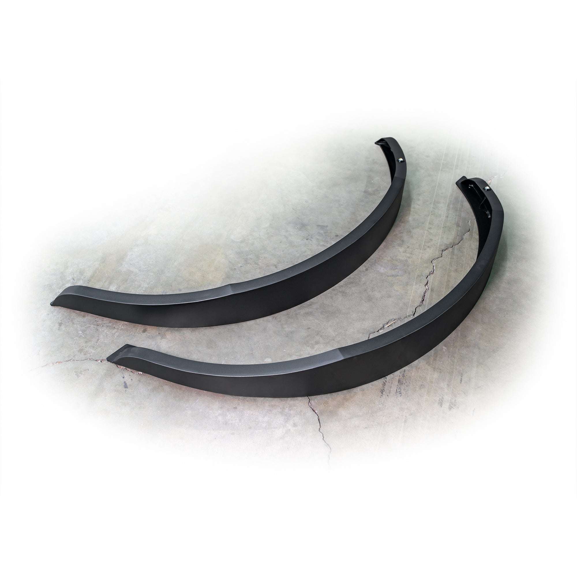 Turn Offroad steel fender flares kit for Ford Bronco, set of three flares laid out product shot, alternate angle