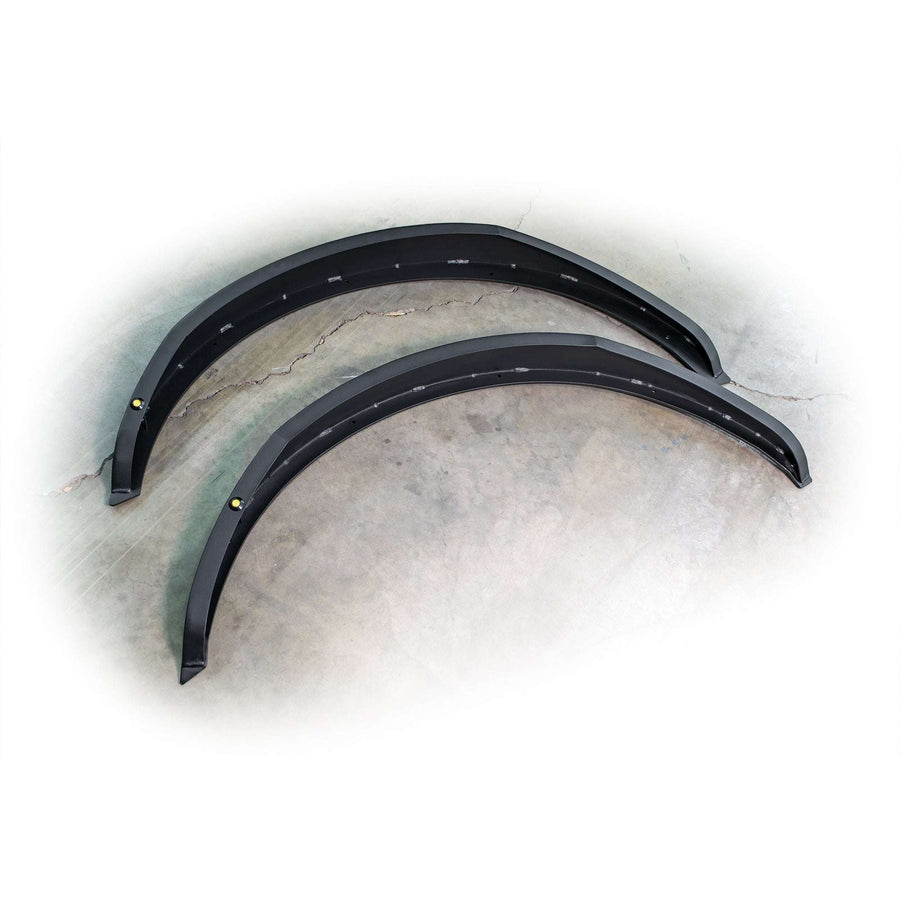 Turn Offroad steel fender flares kit for Ford Bronco, set of two flares laid out product shot