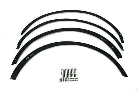DV8 Offroad fender flare delete kit for Ford Bronco, set of four delete panels with mounting hardware, product shot on white background
