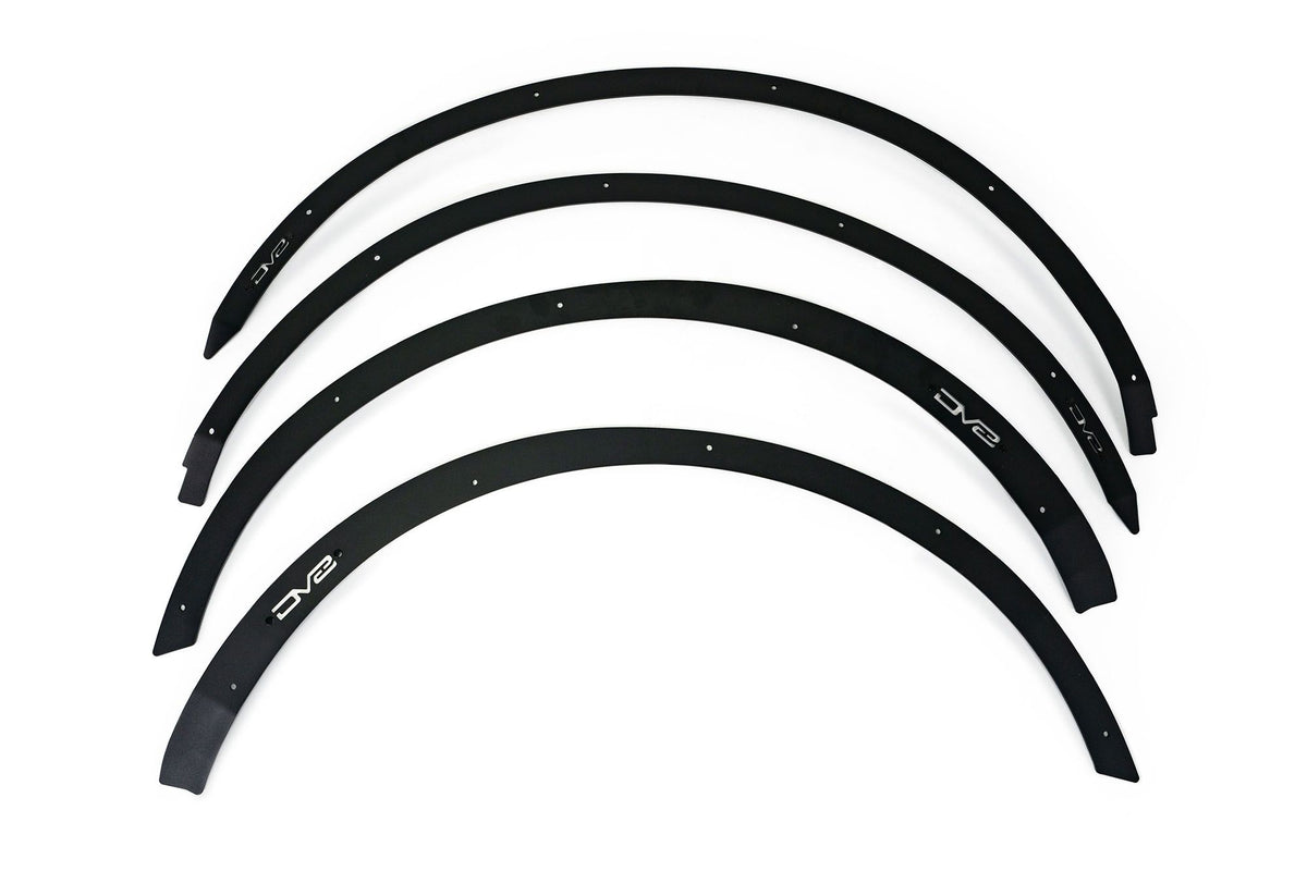 DV8 Offroad fender flare delete kit for Ford Bronco, set of four delete panels laid out product shot on white background