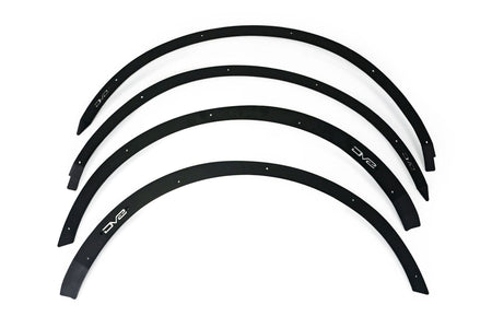 DV8 Offroad fender flare delete kit for Ford Bronco, set of four delete panels laid out product shot on white background