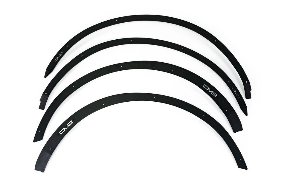 DV8 Offroad fender flare delete kit for Ford Bronco, set of four delete panels laid out product shot on white background