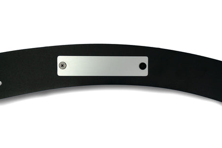 DV8 Offroad fender flare delete for Ford Bronco, single panel close-up showing DV8 badge plate on white background
