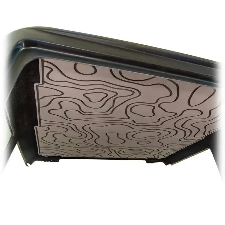 Turn Offroad TR10 hard top interior close-up showing topographic pattern headliner corner detail with roof rail