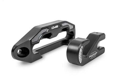 Pocket fairlead with hook outside of housing against a beautiful clear, white background
