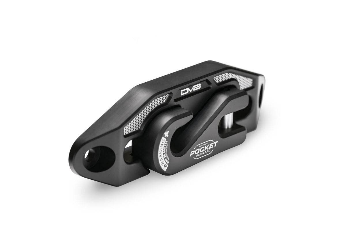 Angled shot of a fairlead against a white background