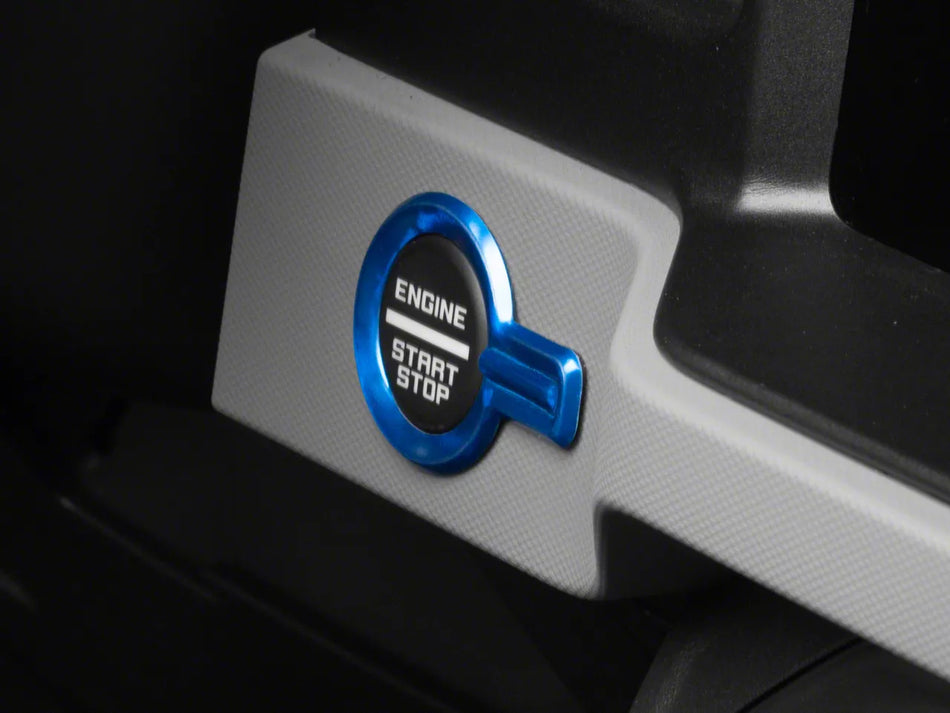 RedRock Billet Start-Stop Button Cover - Blue for Ford Bronco - product view